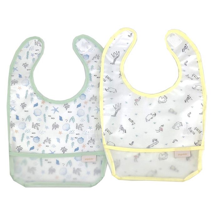 akachan honpo - 用餐圍兜2件組-米白色 (70~95cm)