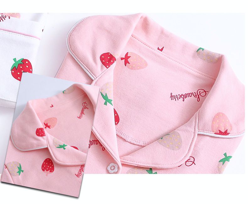 MAMDADKIDS - 純棉排扣睡衣套裝-滿滿草莓-粉色