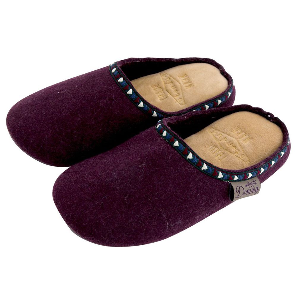 日本千趣會 - 低反發歐風圖騰保暖室內拖鞋-深紫 (23-24.5cm)