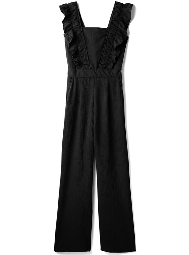 日本 GRL - 率性荷葉邊連身吊帶褲-摩卡