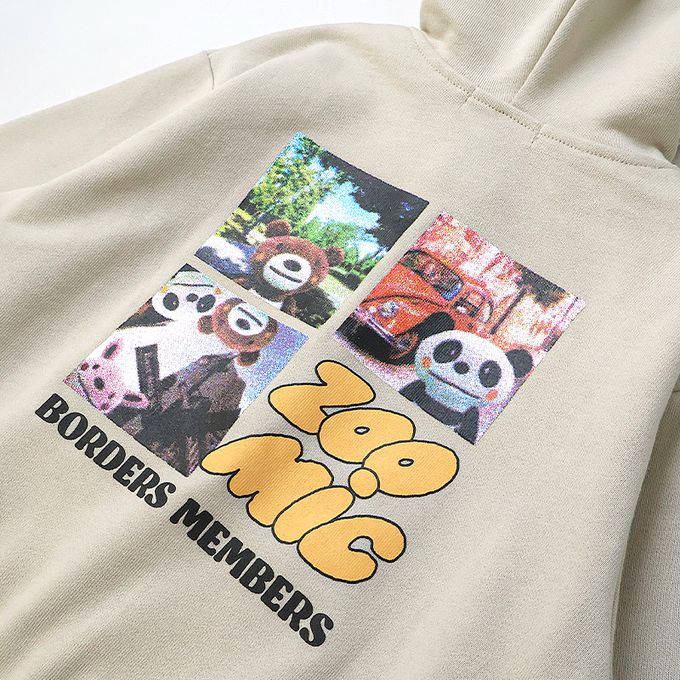 日本 ZOOLAND - 熊熊出遊印花休閒連帽外套-淺卡其