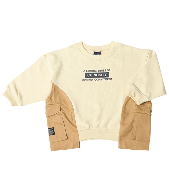 akachan honpo - 平織拼接休閒上衣-象牙白色