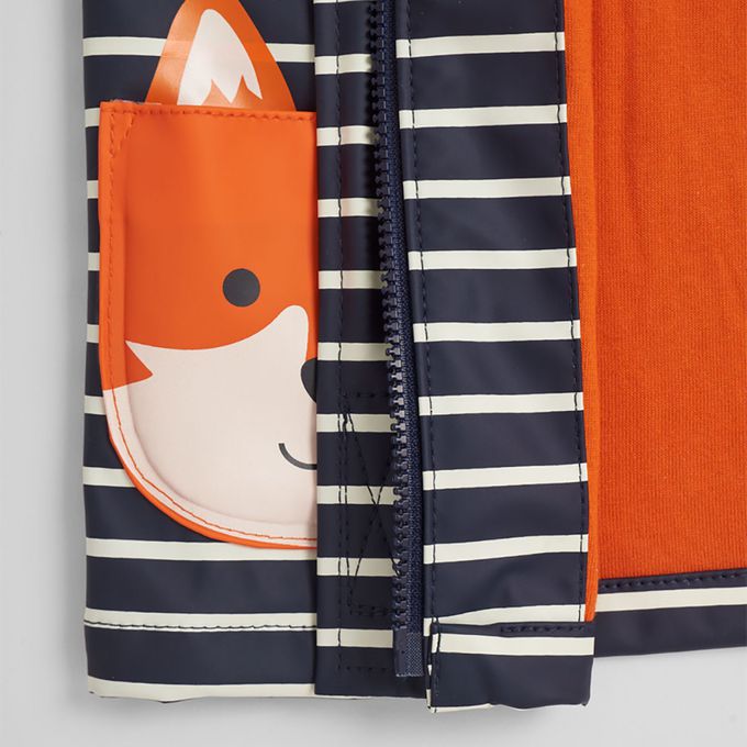 英國 JoJo Maman BeBe - 防風雨水手外套/雨衣-條紋狐狸