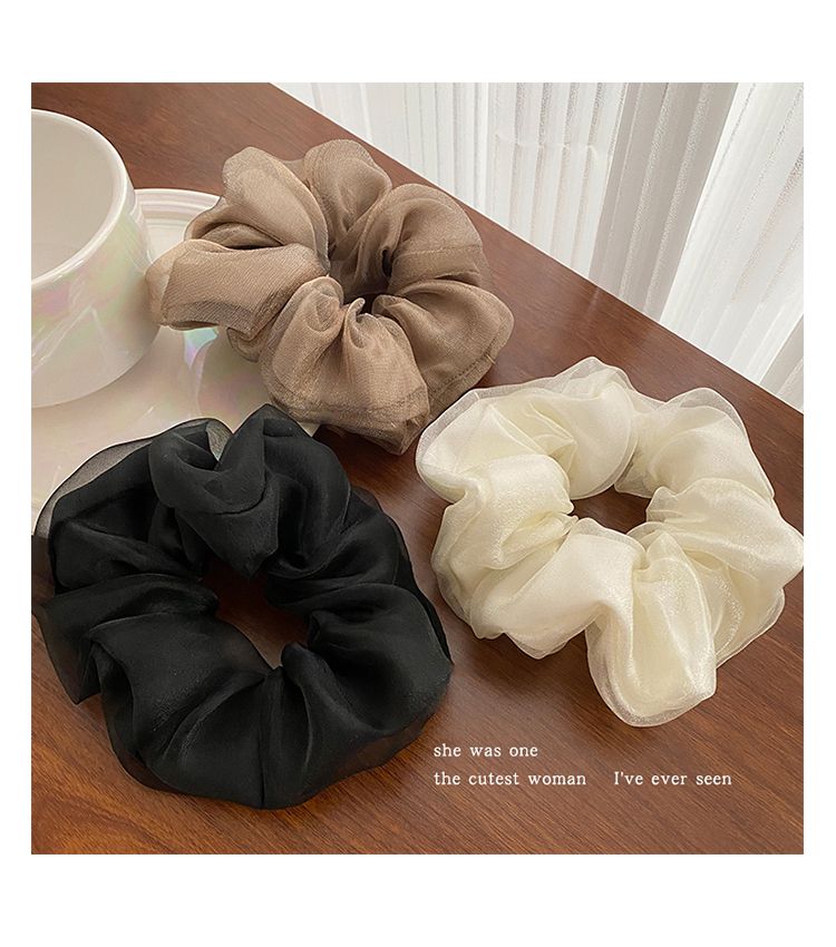 森林系雙層網紗大腸圈/髮圈-咖啡色