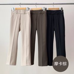 韓國女裝連線 - VETICA 韓製顯瘦小腹收收露腳踝修身褲-摩卡棕