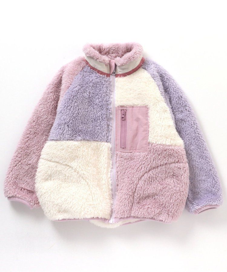 日本 apres les cours - 蓬鬆拼接風多彩絨毛外套-摩卡系