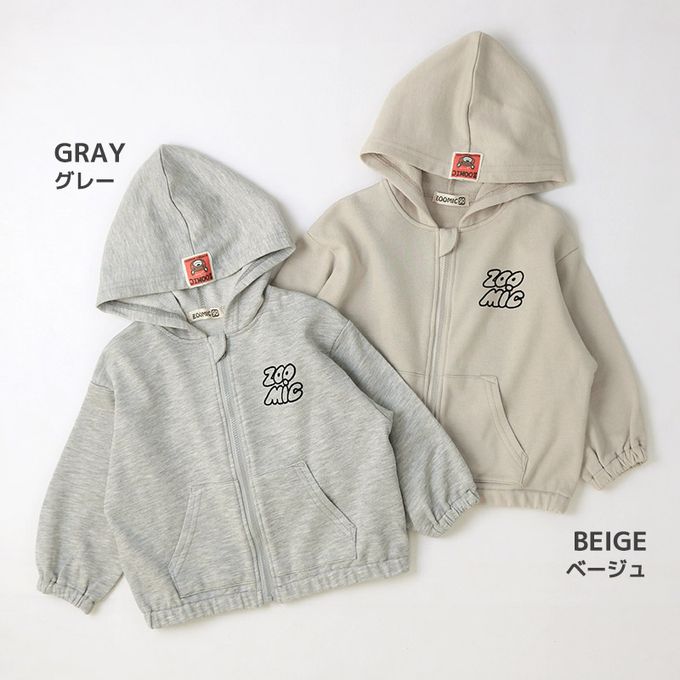 日本 ZOOLAND - 熊熊出遊印花休閒連帽外套-灰