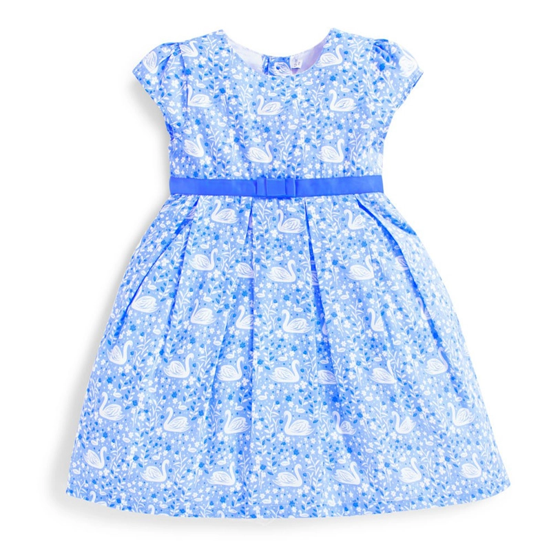 英國 JoJo Maman BeBe - 超優質嬰幼兒/兒童100％純棉短袖洋裝-白天鵝