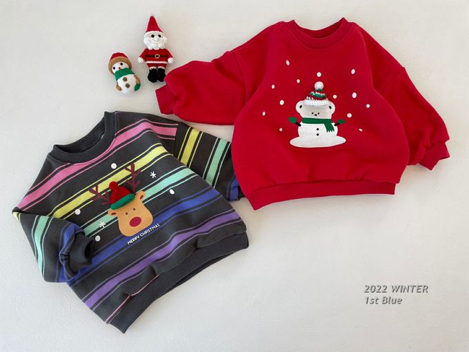 韓國 First Blue - 小熊雪人長袖上衣/聖誕節