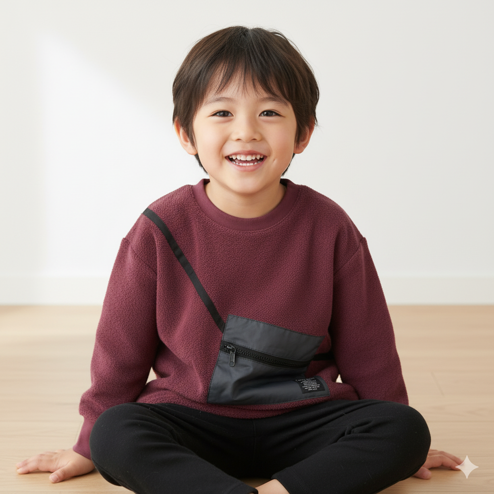 仿羔皮呢休閒上衣-酒紅色