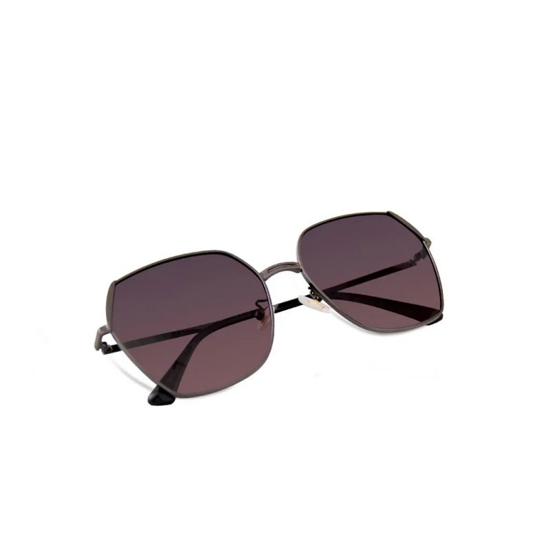 ALEGANT - 俐落時尚錦葵粉藍拚邊微方鐵灰細框偏光墨鏡│UV400太陽眼鏡