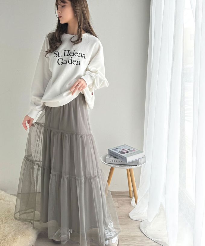 日本 Classical Elf - 百搭浪漫層次澎澎修身紗裙-黑