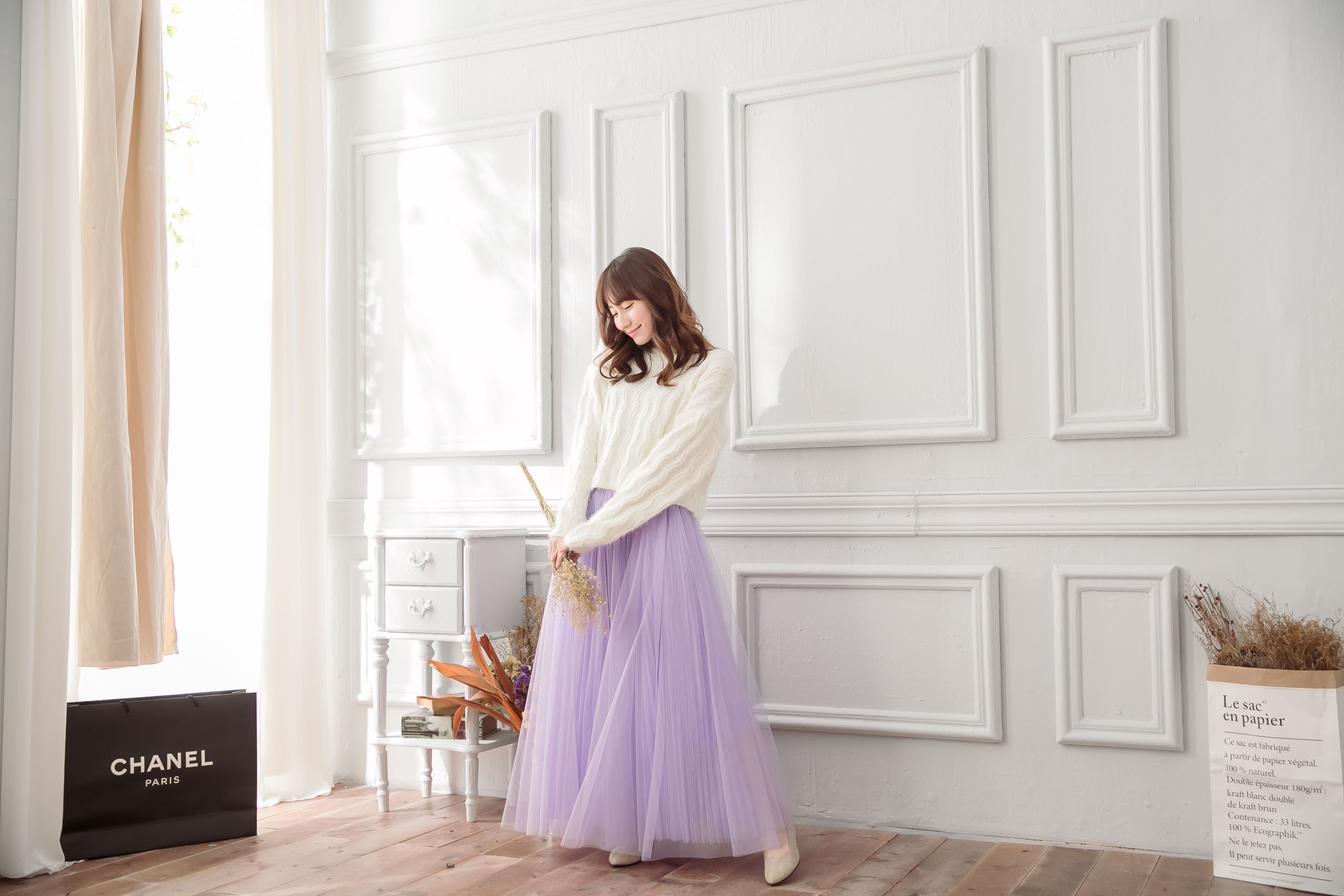 Peachy - 獨家訂製綿柔法式浪漫三層蓬紗裙-三層蓬版-薰衣草紫 (F)