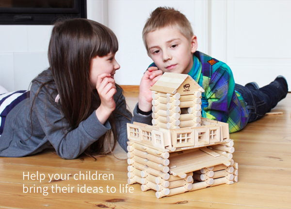 歐洲 VARIS - 木製建構積木-度假小木屋111片-獨家加贈飛行者號(市價$290)