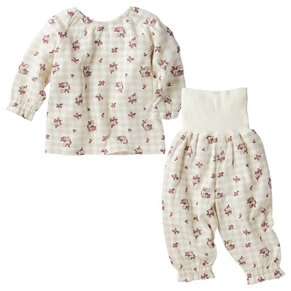 長袖家居服-穿衣練習 套頭式 小鹿-象牙白色