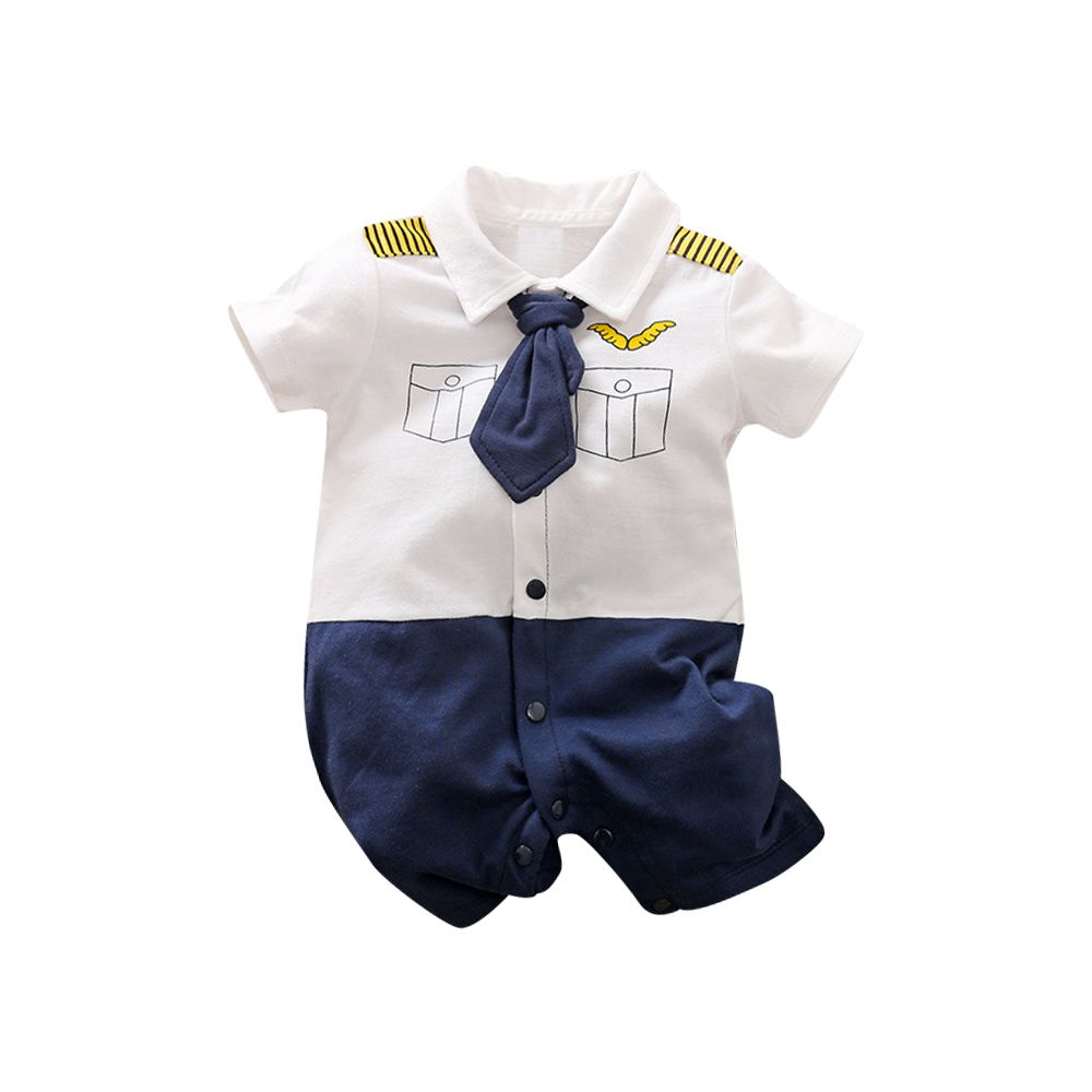 JoyNa - 短袖造型連身包屁衣 童裝 嬰兒連身衣 灰色-機長款
