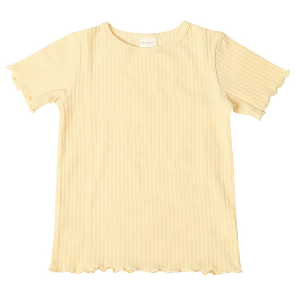 akachan honpo - 短袖經典T恤-羅紋抽針針織布-黃色