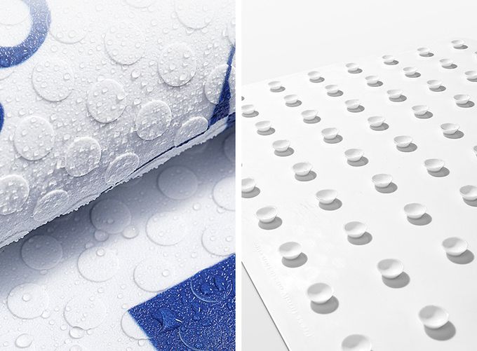 浴室防滑洗澡腳踏墊-格紋+花花-藍+白 (40x70cm)