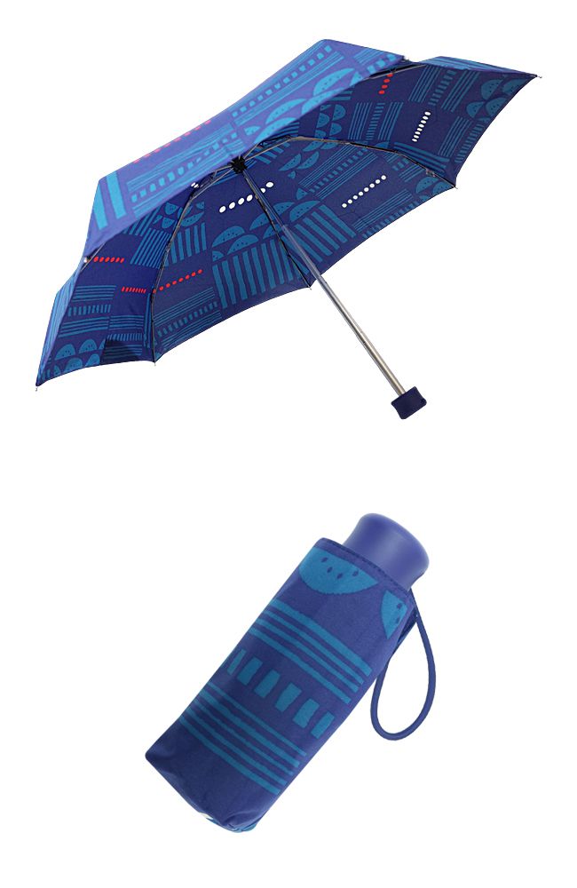 Rainstory - 抗UV手開迷你口袋傘-深藍普普-210g