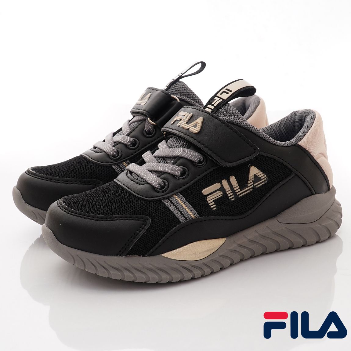 FILA - 輕量慢跑鞋款(中大童段)-運動鞋-黑