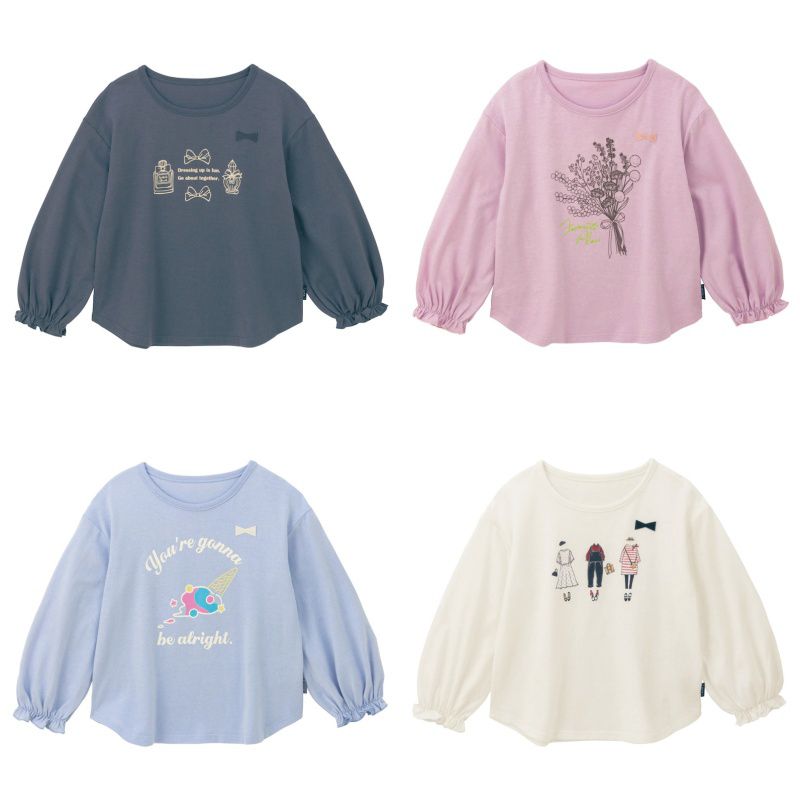 日本千趣會 - 純棉糖果袖印花長T-花束-粉