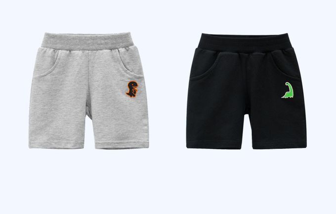 口袋恐龍五分褲-花灰