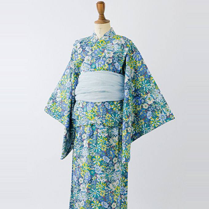 日本 Catherine Cottage - 夢幻2way純棉兵兒帶浴衣(可當洋裝)-復古小花-春意綠