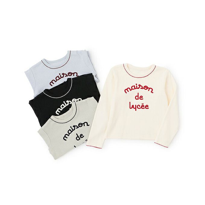 日本 Lycee mine - 100%棉 優雅法式植絨印花長袖上衣-白