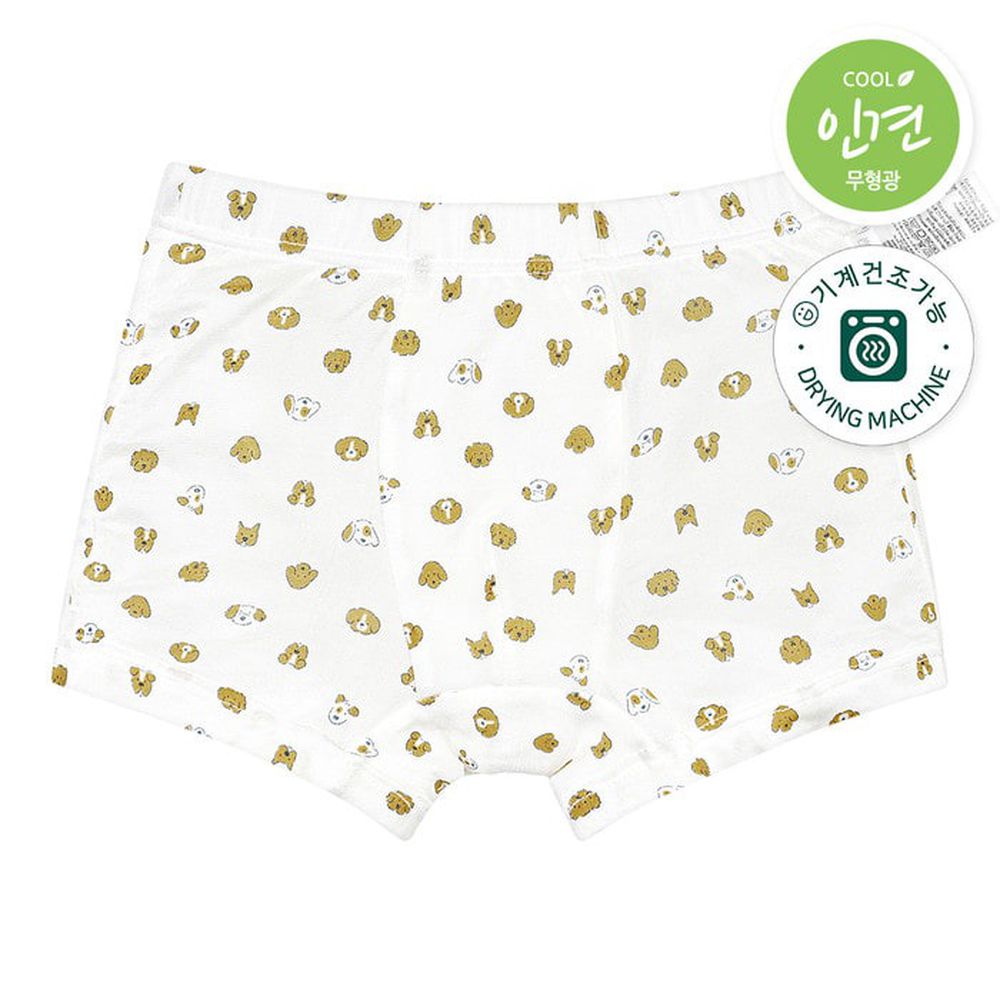 嫘縈涼感透氣四角褲(男寶)-棕色狗狗-白