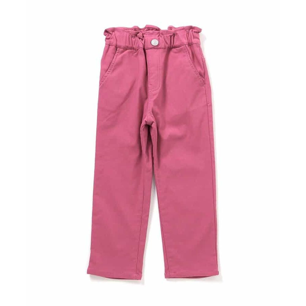 愛心口袋裏起毛保暖長褲-莓果粉