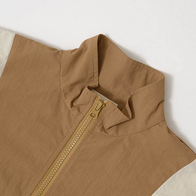 日本 b-ROOM - 潑水加工 廓形撞色防風外套-焦糖棕