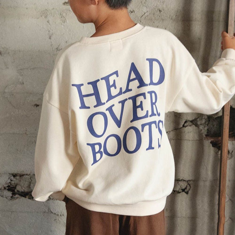 百搭印花縮口長袖上衣-HEAD OVER BOOTS-象牙白