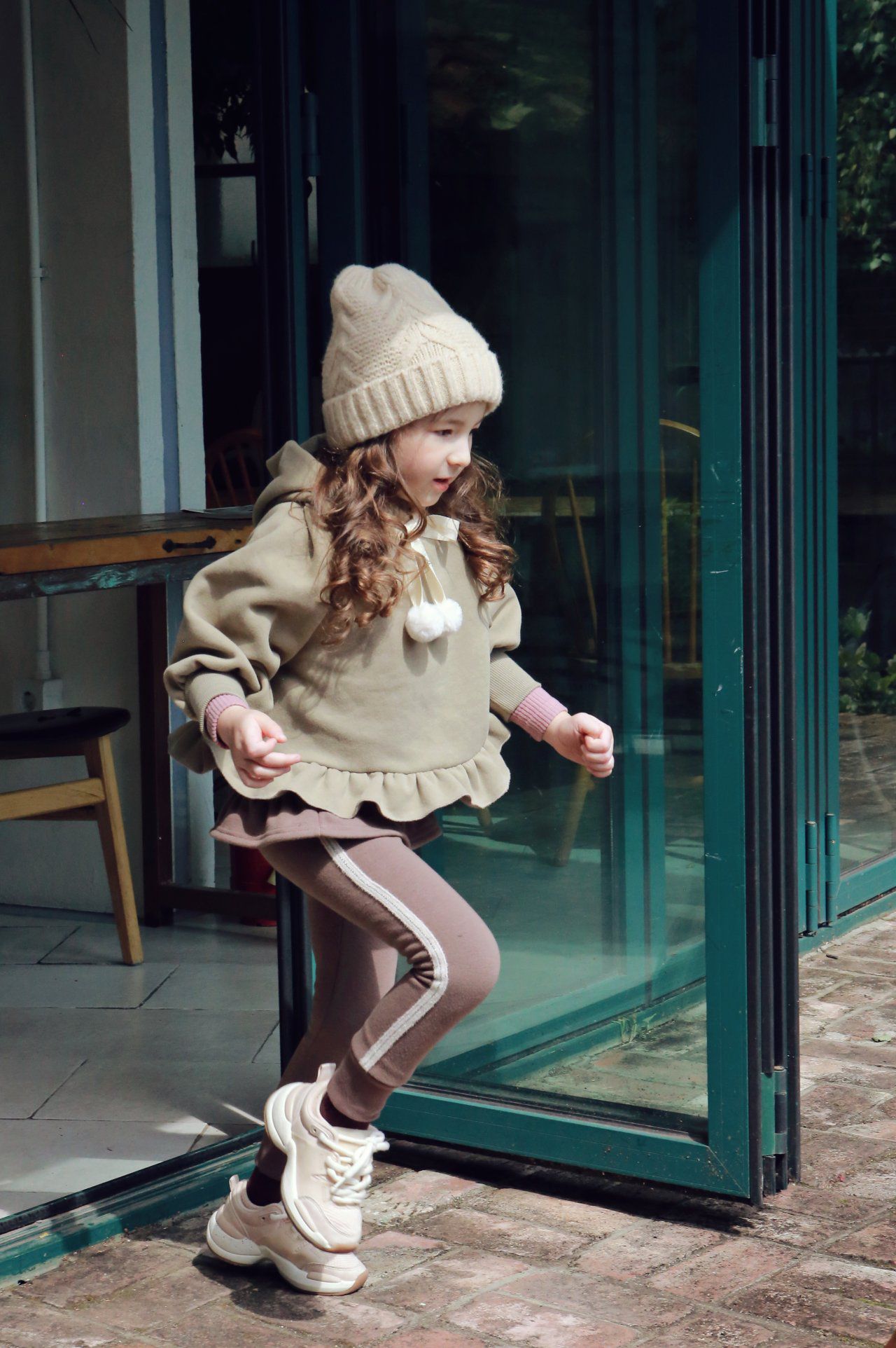 韓國 PuellaFLO - 倒V針織毛帽-杏