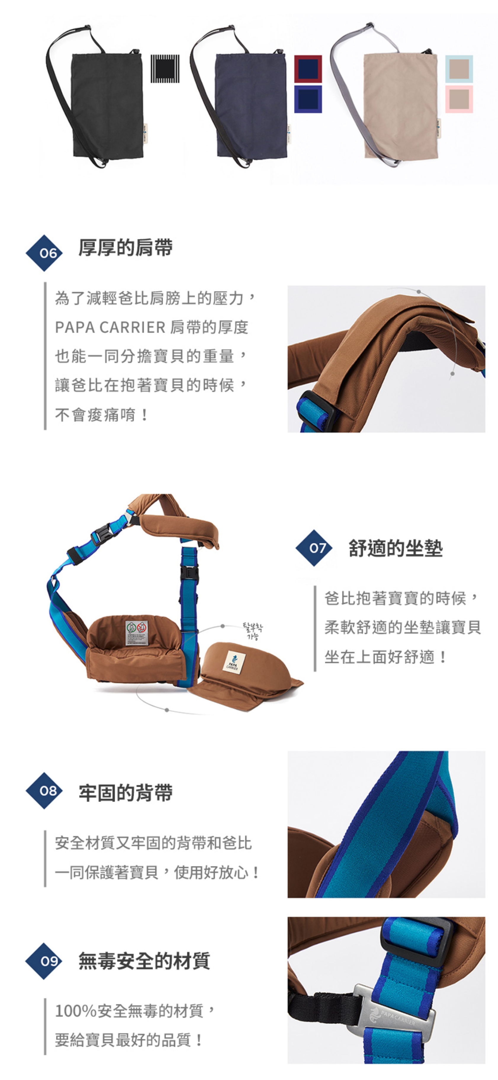 韓國Papacarrier - 單肩環抱揹巾-藍綠