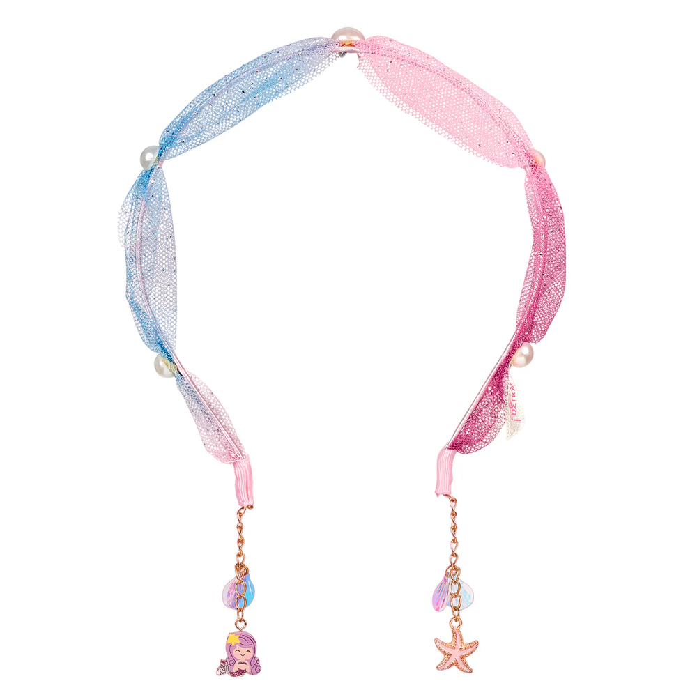 夢幻粉藍柔紗美人魚髮箍