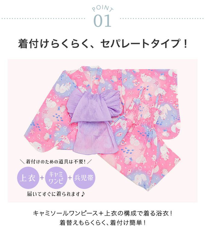 日本 Catherine Cottage - 夢幻2way純棉兵兒帶浴衣(可當洋裝)-滿版花卉-海軍藍