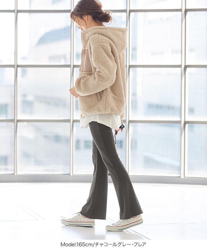 日本 Kobe Lettuce - ＋5度C 發熱機能柔膚羅紋長褲(可選下擺)-炭灰