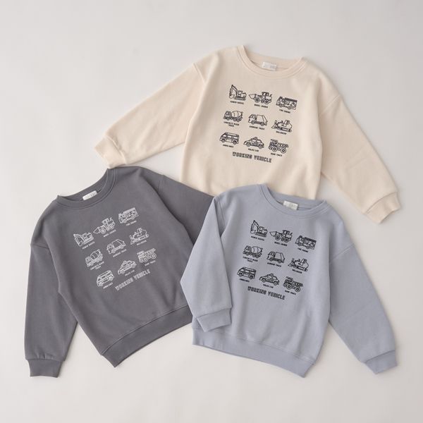 日本 b-ROOM - 裏起毛男孩印花長袖大學T-恐龍-淺紫