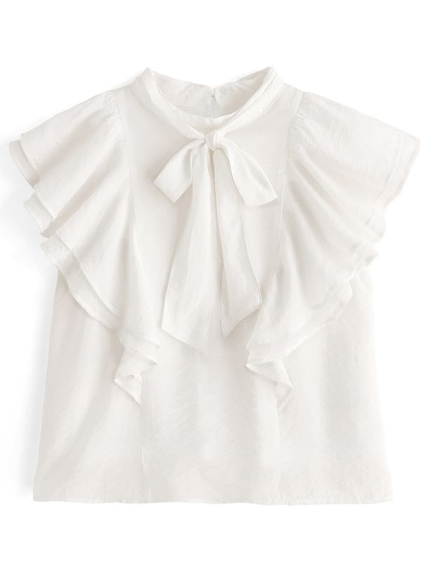 日本 GRL - 浪漫扭結波浪層次修身短袖上衣-經典黑