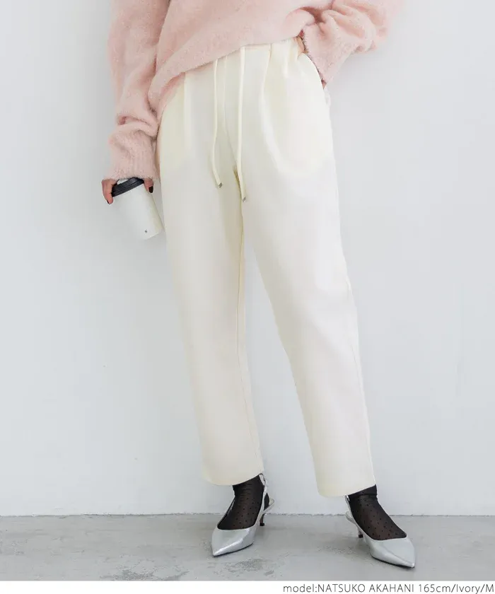 日本 COCA - 裏起毛率性休閒錐型褲-象牙白
