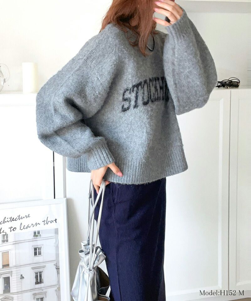 日本 Classical Elf - 印花柔軟毛絨短版毛衣-咖啡