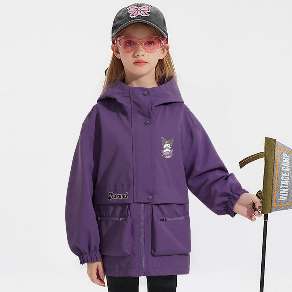 帥氣立領工裝連帽外套-卡通人物酷洛米-紫色