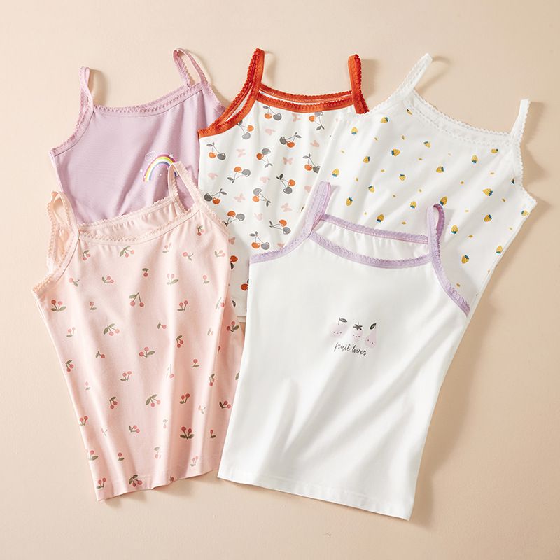 舒適微彈棉質吊帶背心-穿衣服熊熊-米白+淺綠