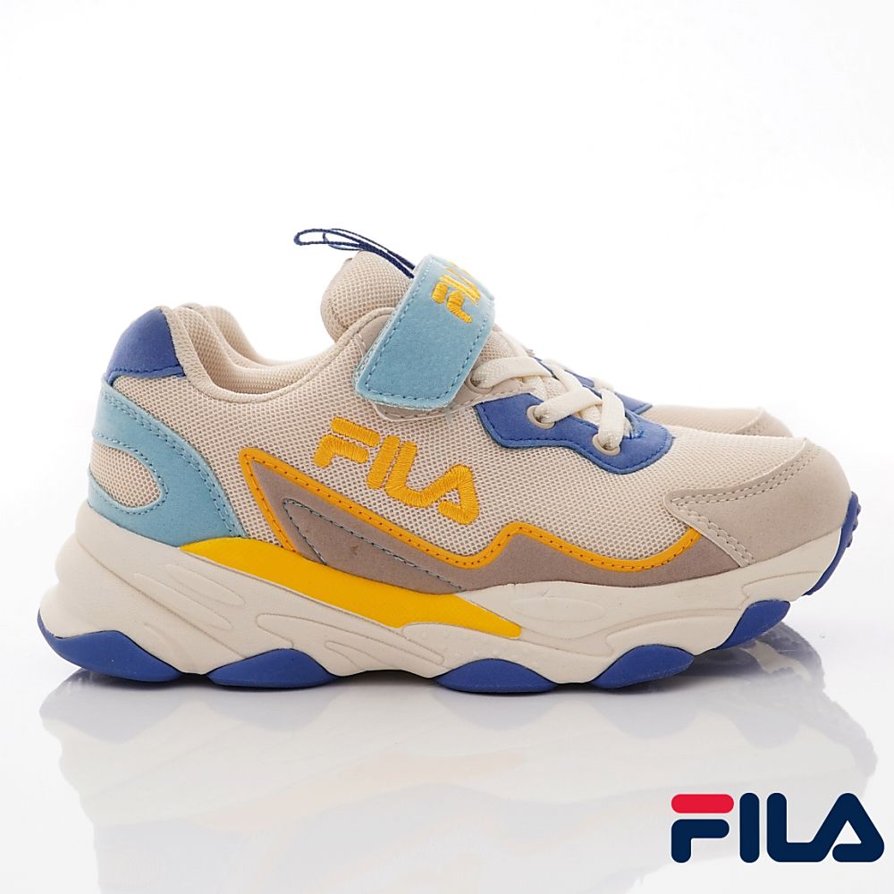 FILA - 復古老爹運動鞋款(中大童段)-運動鞋-米藍
