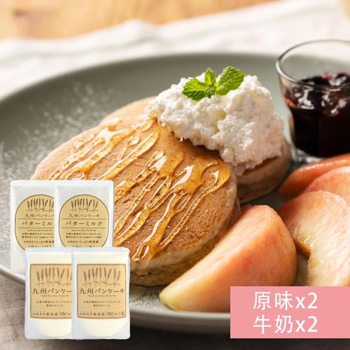 九州Pancake - 鬆餅粉綜合4入組-原味2包+牛奶2包-七穀原味(2023.02.02)、經典牛奶(2022-11-08)-200g/包