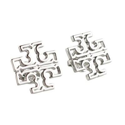 TORY BURCH - 雙T-LOGO鏤空耳環 (銀色)