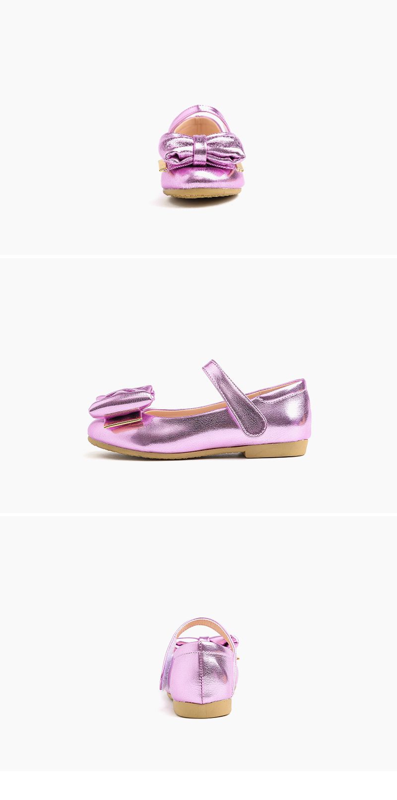 韓國 OZKIZ - 大蝴蝶結亮色皮鞋-金