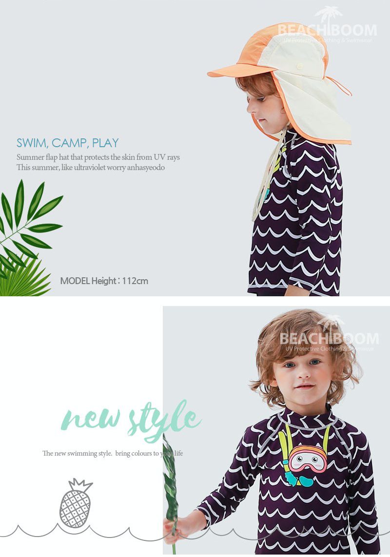 韓國 Beach Boom - UPF50+長袖泳裝/泳衣-潛水小子