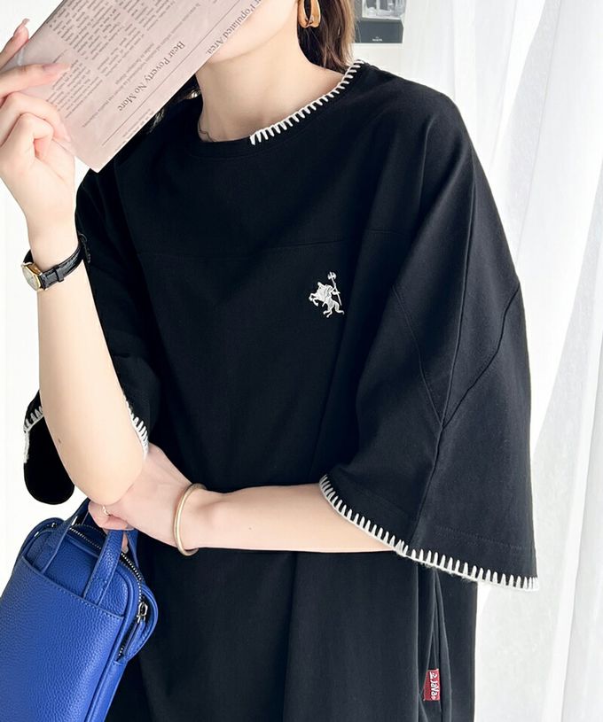 日本 Classical Elf - Java 純棉logo刺繡休閒素面洋裝-黑