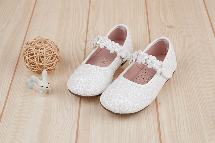 台灣製造 - 閃亮花舞白色兒童公主鞋